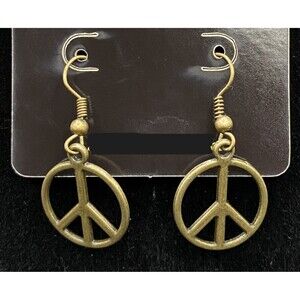 Bronze Tone Peace Symbol Earrings by Neanie-Bot